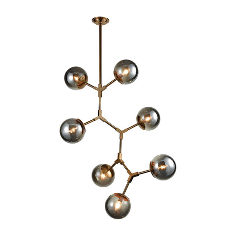 Medium Synapse Aged Brass Smoke Grey Light Vintage Fixture Ceiling Chandelier