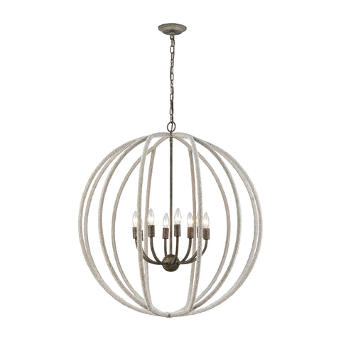 Lasso Grey Rope Grey Brown Rust Light Vintage Fixture Ceiling Chandelier