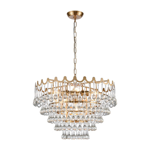 Juice Pendant Clear Crystal Aged Brass Light Vintage Fixture Ceiling Chandelier