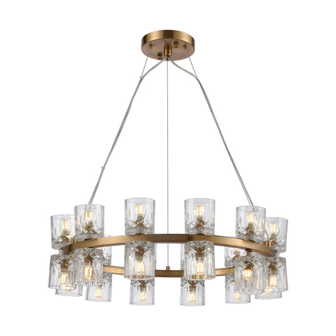 Double Vision 24-Light In Clear Satin Brass Light Fixture Ceiling Pendant